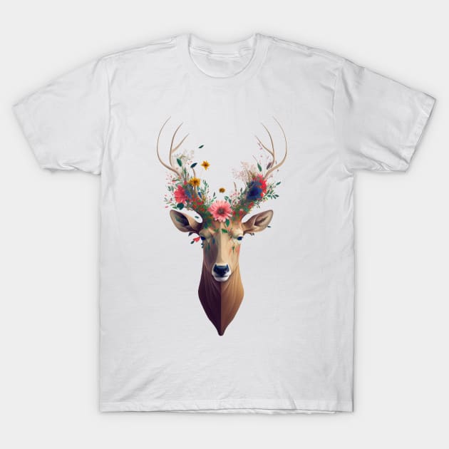 Flower bloom Deer 1 T-Shirt by i2studio